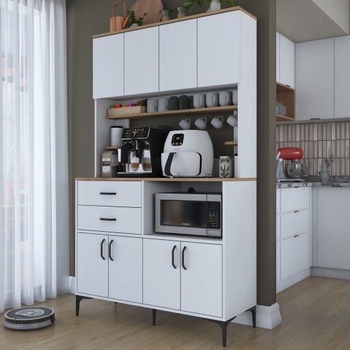 Dulap multifunctional, Rani, JE208, 120x204 cm, PAL, Nuc/Alb