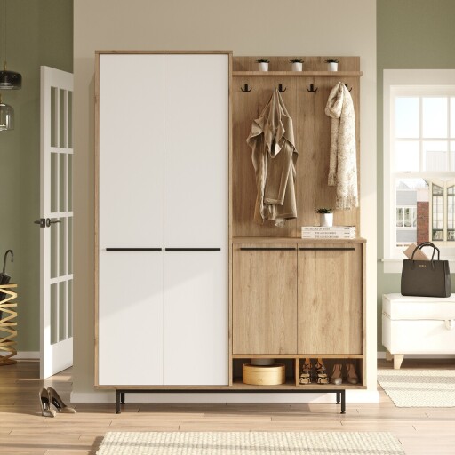 Cuier de perete, Locelso, OS1-SW, PAL, Stejar / Alb