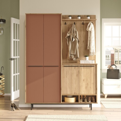 Cuier de perete, Locelso, OS1-SK, PAL, Stejar / Tigla Roșu