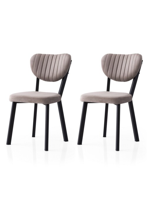 Set scaune 2 piese, Nmobb, Beta, Cadru: 100% FIER, Negru / nurcă