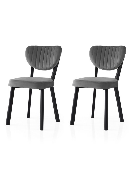 Set scaune 2 piese, Nmobb, Beta, Cadru: 100% FIER, Negru / Antracit