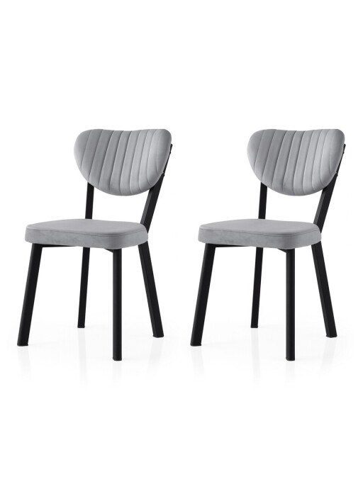 Set scaune 2 piese, Nmobb, Beta, Cadru: 100% FIER, Negru / Albastru glacial