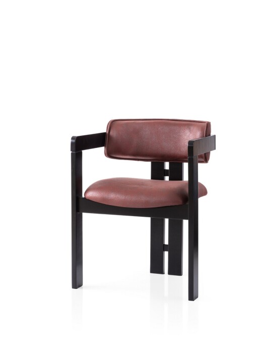 Scaun, Nmobb, Cozy, 57x76x44 cm, Lemn de fag, Negru/Rosu