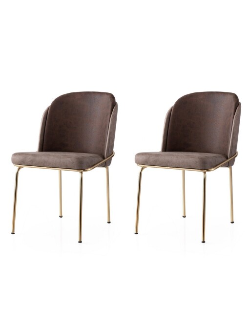 Set scaune 2 piese, Nmobb, Dore, Cadru: 100% FIER, Auriu/Maro