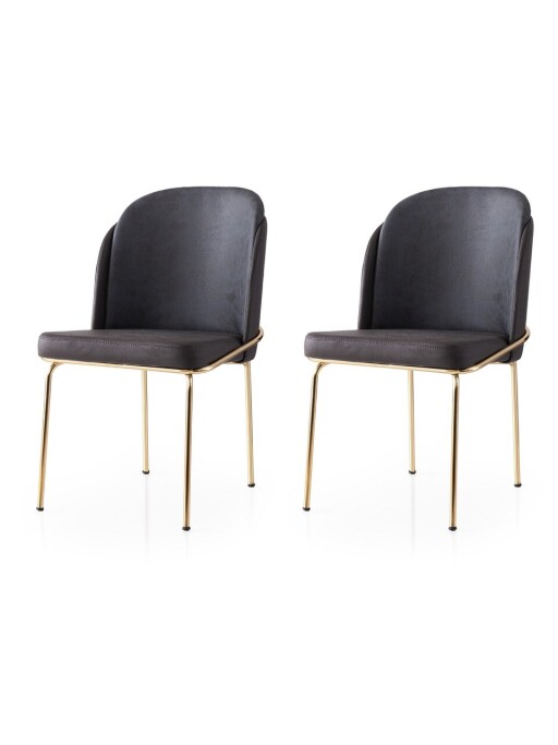 Set scaune 2 piese, Nmobb, Dore, Cadru: 100% FIER, Auriu / Maro