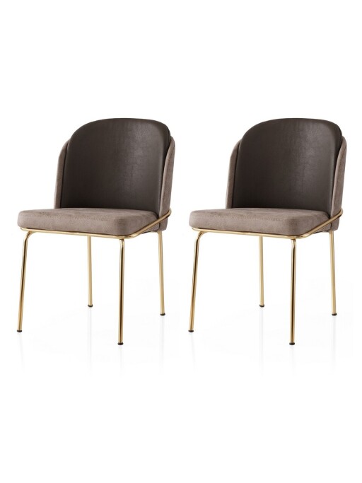 Set scaune 2 piese, Nmobb, Dore, Cadru: 100% FIER, Auriu / Maro