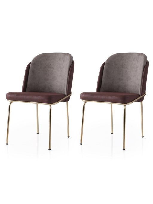 Set scaune 2 piese, Nmobb, Dore, Cadru: 100% FIER, Auriu / Maro