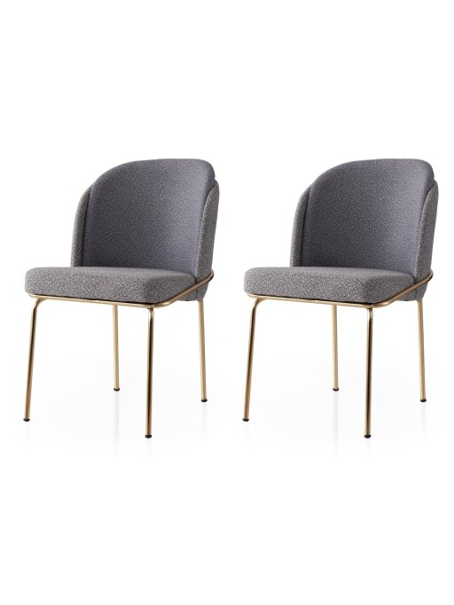 Set scaune 2 piese, Nmobb, Dore, Cadru: 100% FIER, Aur / Antracit