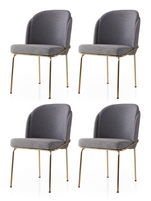 Set scaune 4 piese, Nmobb, Dore, Cadru: 100% FIER, Aur / Antracit