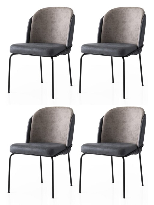 Set scaune 4 piese, Nmobb, Dore, Cadru: 100% FIER, Aur / Antracit