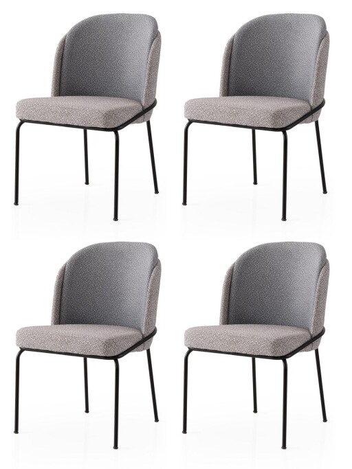 Set scaune 4 piese, Nmobb, Dore, Cadru: 100% FIER, Aur / Gri