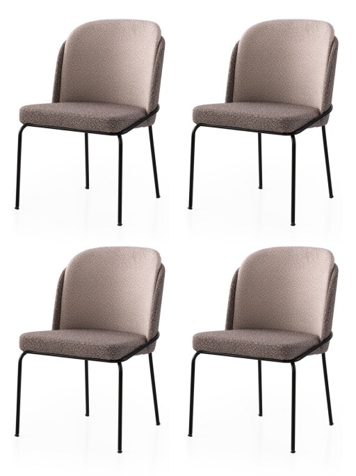 Set scaune 4 piese, Nmobb, Dore, Cadru: 100% FIER, Auriu / Maro deschis