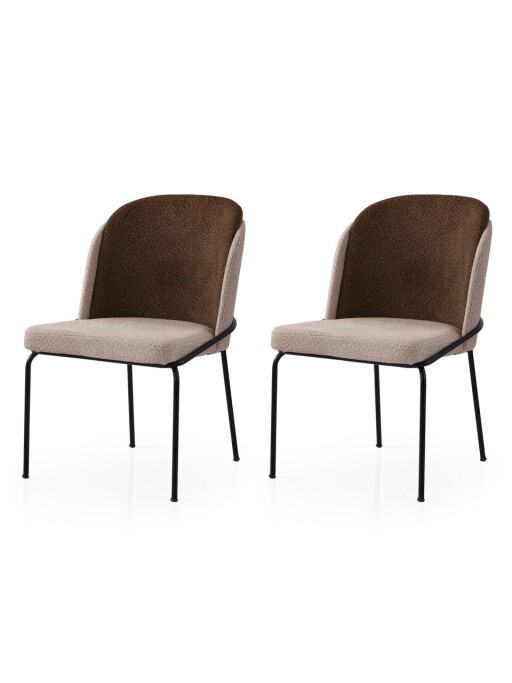 Set scaune 2 piese, Nmobb, Dore, Cadru: 100% FIER, Auriu / Crem / Maro