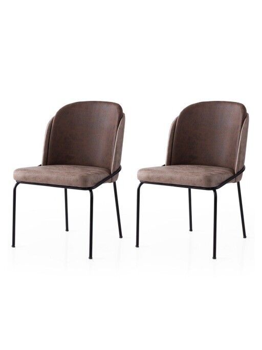 Set scaune 2 piese, Nmobb, Dore, Cadru: 100% FIER, Auriu/Maro