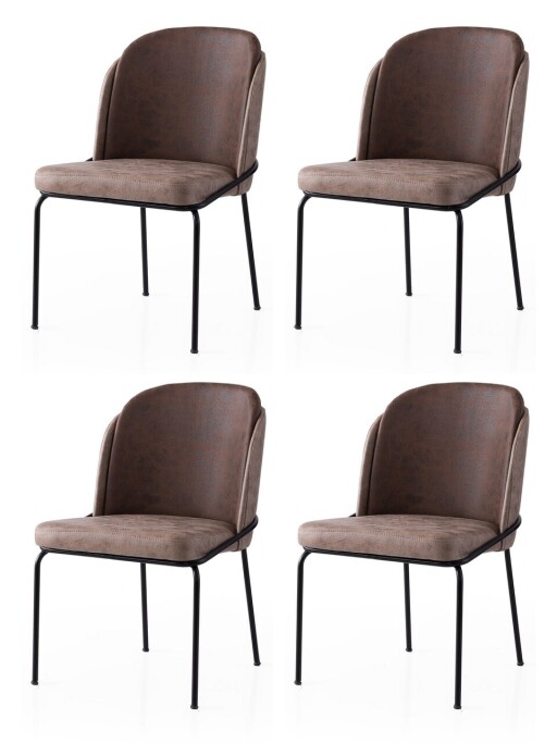 Set scaune 4 piese, Nmobb, Dore, Cadru: 100% FIER, Auriu/Maro