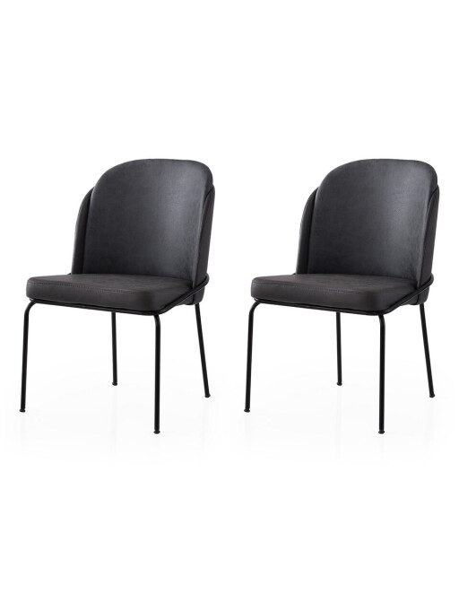 Set scaune 2 piese, Nmobb, Dore, Cadru: 100% FIER, Aur/Negru