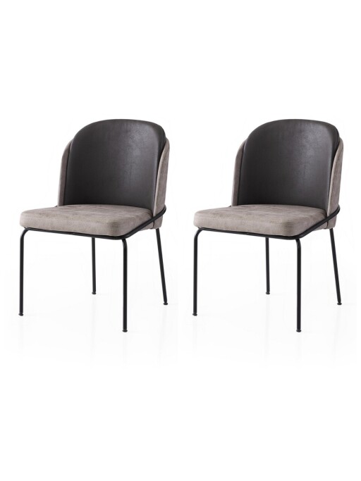 Set scaune 2 piese, Nmobb, Dore, Cadru: 100% FIER, Auriu / Negru / Gri