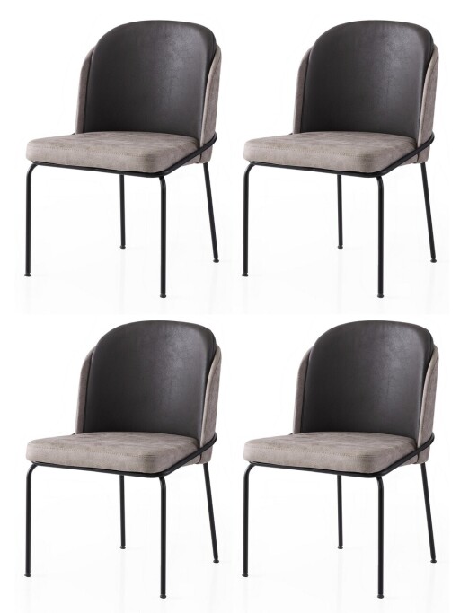 Set scaune 4 piese, Nmobb, Dore, Cadru: 100% FIER, Auriu / Negru / Gri