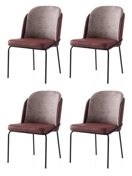 Set scaune 4 piese, Nmobb, Dore, Cadru: 100% FIER, Auriu / Roșu