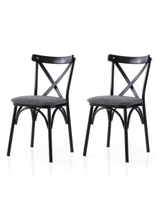 Set scaune 2 piese, Nmobb, Ekol, Cadru: 100% FIER, Negru / Antracit