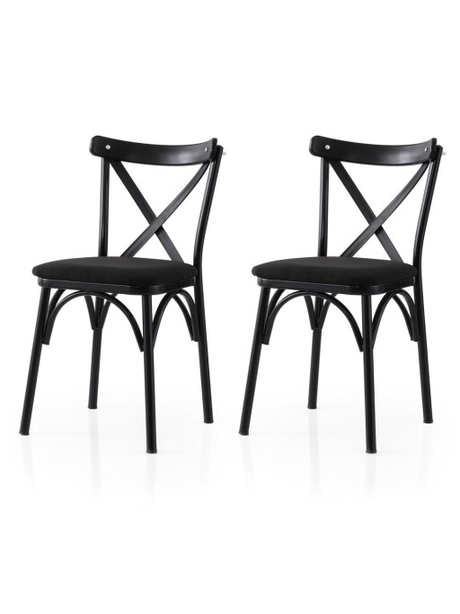 Set scaune 2 piese, Nmobb, Ekol, Cadru: 100% FIER, Negru