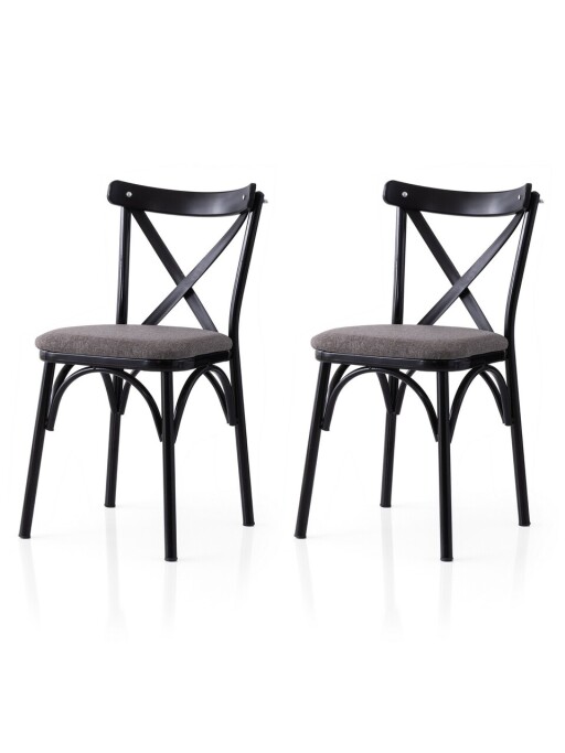 Set scaune 2 piese, Nmobb, Ekol, Cadru: 100% FIER, Gri inchis