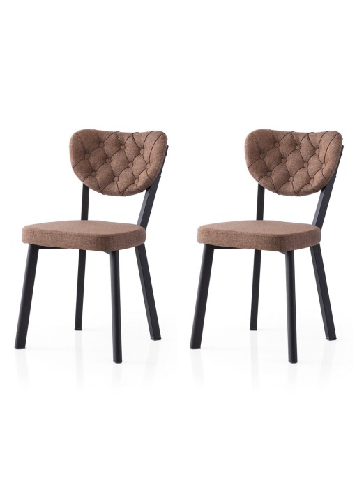 Set scaune 2 piese, Nmobb, Enzo, Cadru: 100% FIER, Negru/Maro