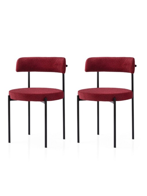 Set scaune 2 piese, Nmobb, Gını, Cadru: 100% FIER, Negru/Rosu