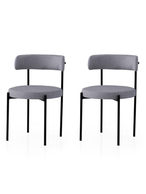 Set scaune 2 piese, Nmobb, Gını, Cadru: 100% FIER, Negru / Gri închis