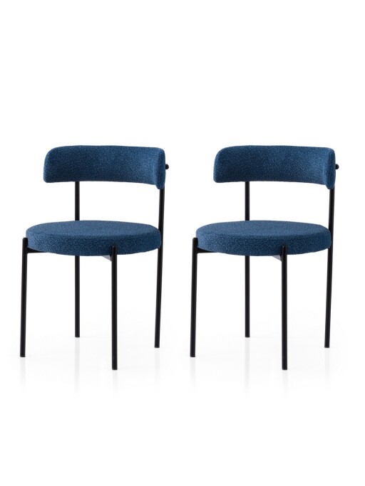 Set scaune 2 piese, Nmobb, Gını, Cadru: 100% FIER, Negru / Albastru închis