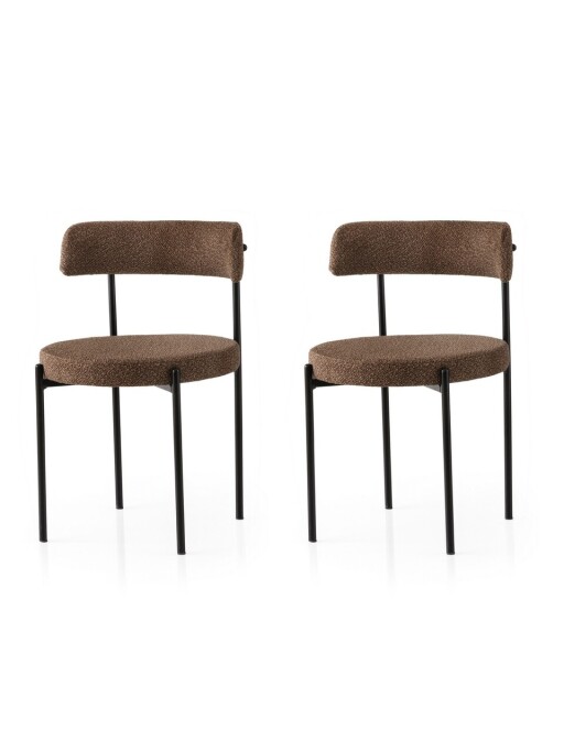 Set scaune 2 piese, Nmobb, Gını, Cadru: 100% FIER, Negru/Maro