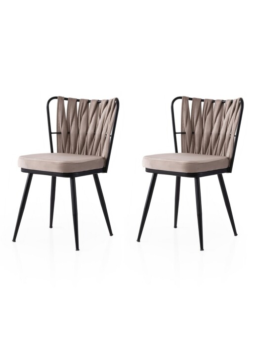 Set scaune 2 piese, Nmobb, Kuşaklı, Cadru: 100% FIER, Negru / nurcă