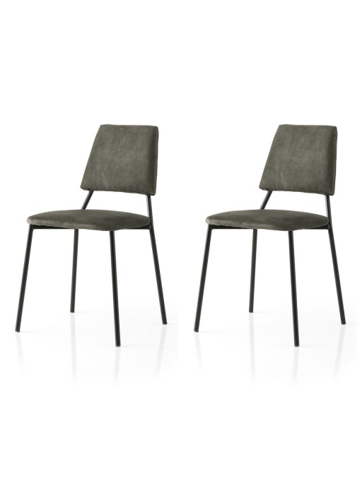 Set scaune 2 piese, Nmobb, Lıma, Cadru: 100% FIER, Negru / Antracit