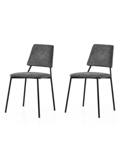 Set scaune 2 piese, Nmobb, Lıma, Cadru: 100% FIER, Negru / Antracit