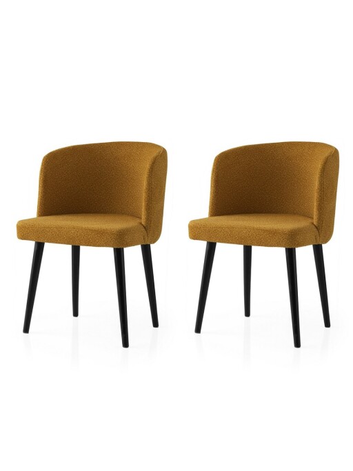 Set scaune 2 piese, Nmobb, Soft, Cadru: 100% FIER, Galben închis