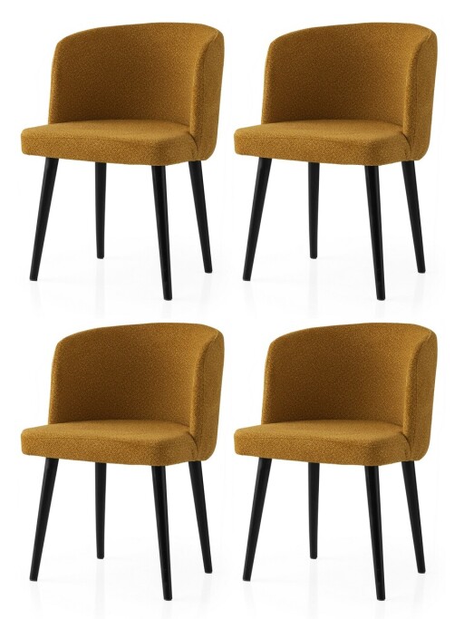 Set scaune 4 piese, Nmobb, Soft, Cadru: 100% FIER, Galben închis