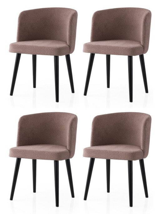 Set scaune 4 piese, Nmobb, Soft, Cadru: 100% FIER, Negru / nurcă