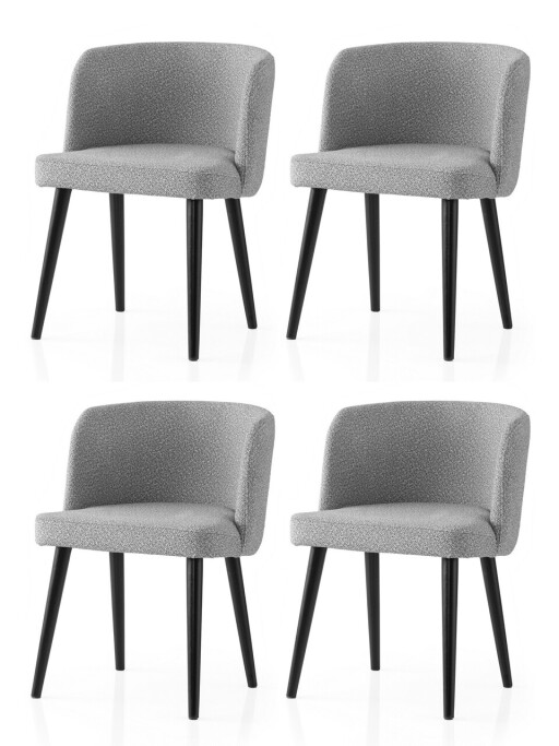 Set scaune 4 piese, Nmobb, Soft, Cadru: 100% FIER, Negru / Gri deschis