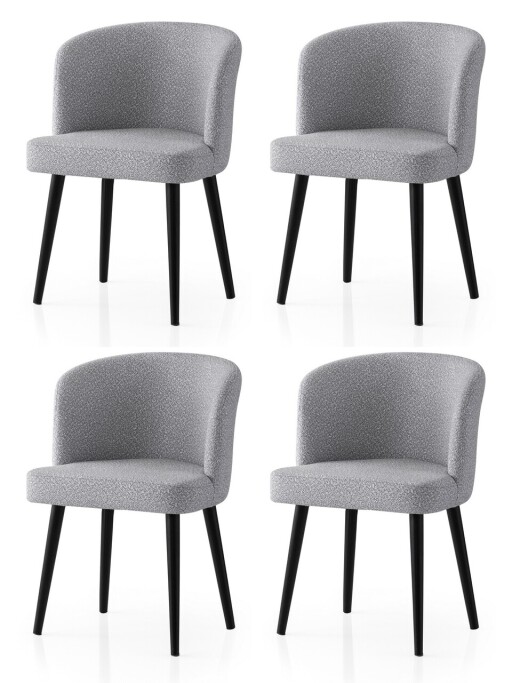 Set scaune 4 piese, Nmobb, Soft, Cadru: 100% FIER, Negru / Gri deschis