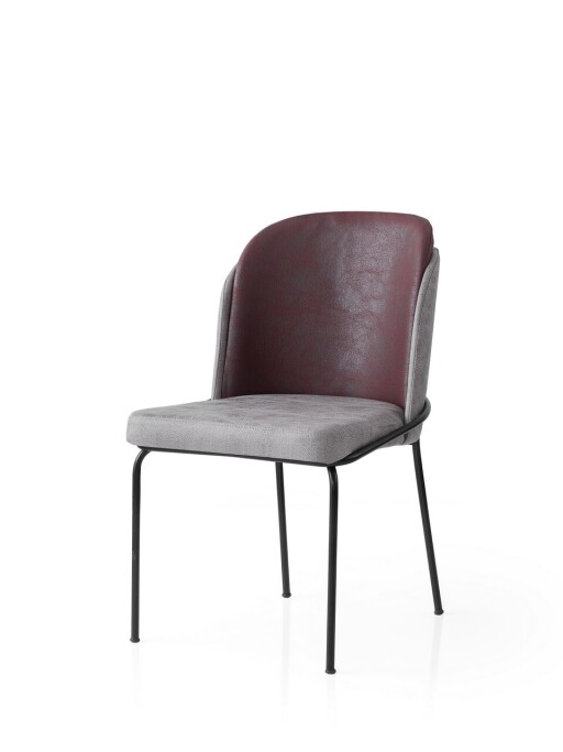 Set scaune 4 piese, Nmobb, Dore, Cadru: 100% FIER, Gri / Burgundiu