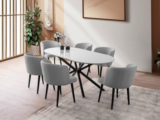 Masa, Nmobb, Aura, 180x79x90 cm, MDF , Gri deschis