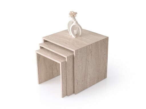 Set masute 3 piese, Nmobb, Flex, PAL, Travertin