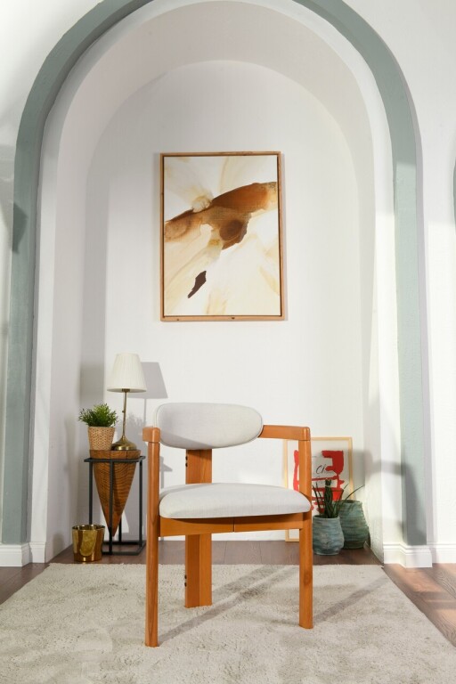 Set scaune 2 piese, Vow Chair, Cheri, Lemn, Crem / Stejar