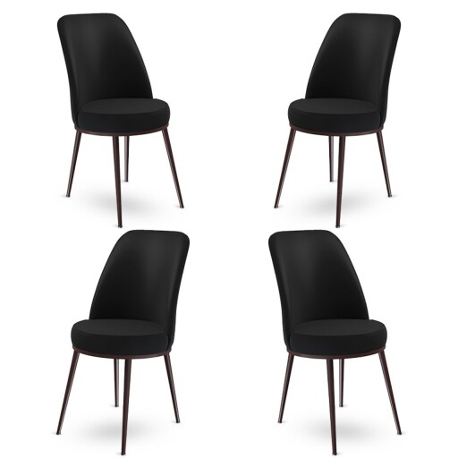 Set scaune 4 piese, Hanah Home, Dexa, Negru/Maro
