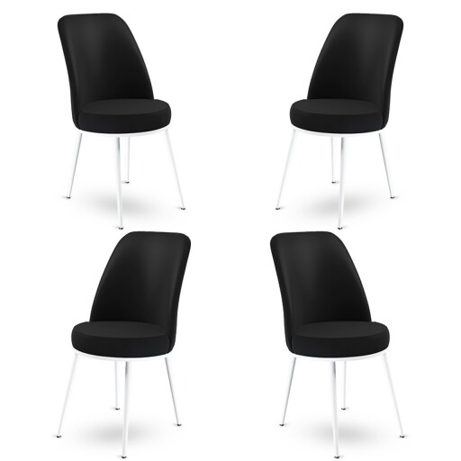 Set scaune 4 piese, Hanah Home, Dexa, Alb/Negru