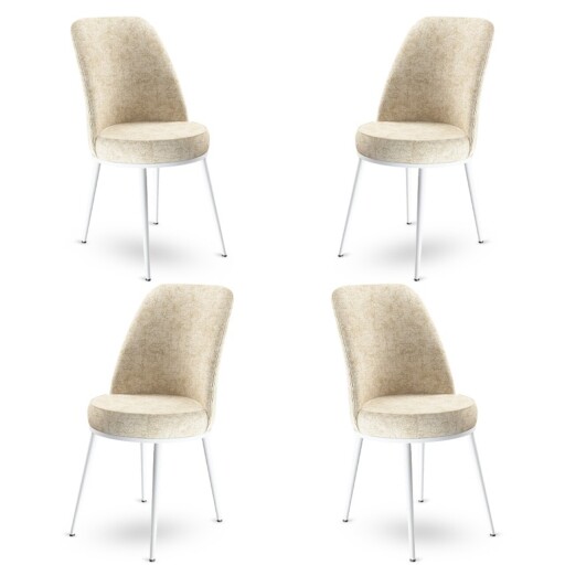 Set scaune 4 piese, Hanah Home, Dexa, Crem/Alb