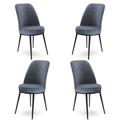 Set scaune 4 piese, Hanah Home, Dexa, Fume / Negru