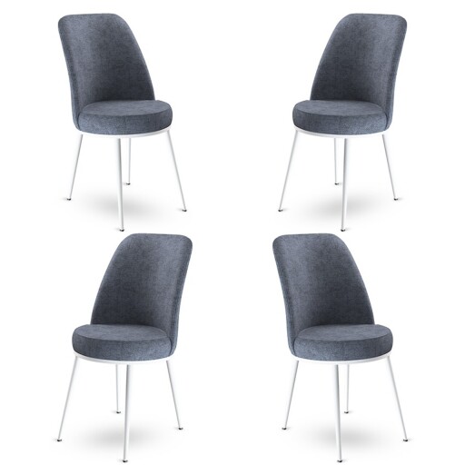 Set scaune 4 piese, Hanah Home, Dexa, Fume / Alb