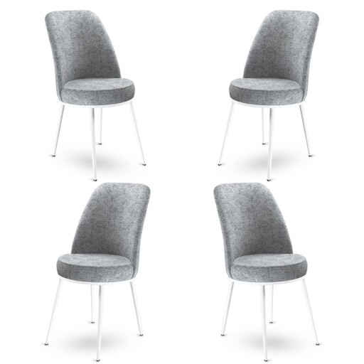 Set scaune 4 piese, Hanah Home, Dexa, Gri/Alb