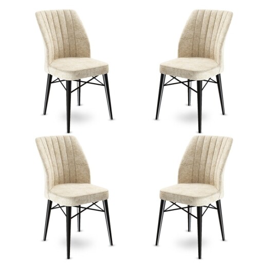 Set scaune 4 piese, Hanah Home, Flex, Crem/Negru
